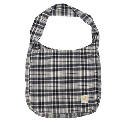Casual Plaid Canvas Tote Bag with Shoulder Strap by HitMyNeed