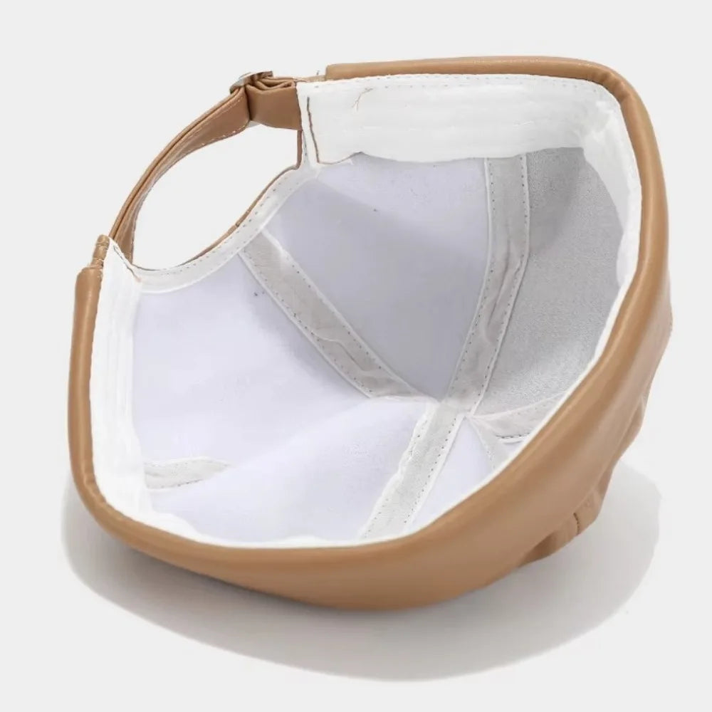 Casual Retro Brimless PU Leather Docker Cap by HitMyNeed