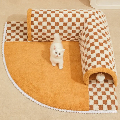 Cat Bed with Tunnel and Toys for Play and Rest by HitMyNeed