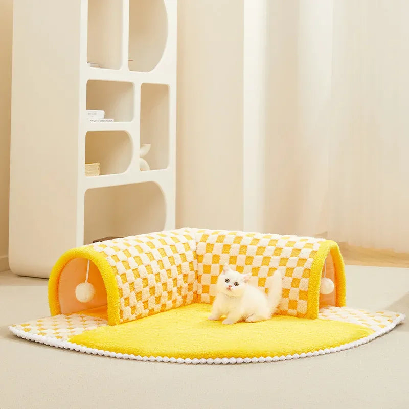 Cat Bed with Tunnel and Toys for Play and Rest by HitMyNeed