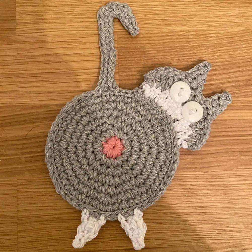 Cat Butt Cloth Coaster - Heat-Resistant & Reusable by HitMyNeed
