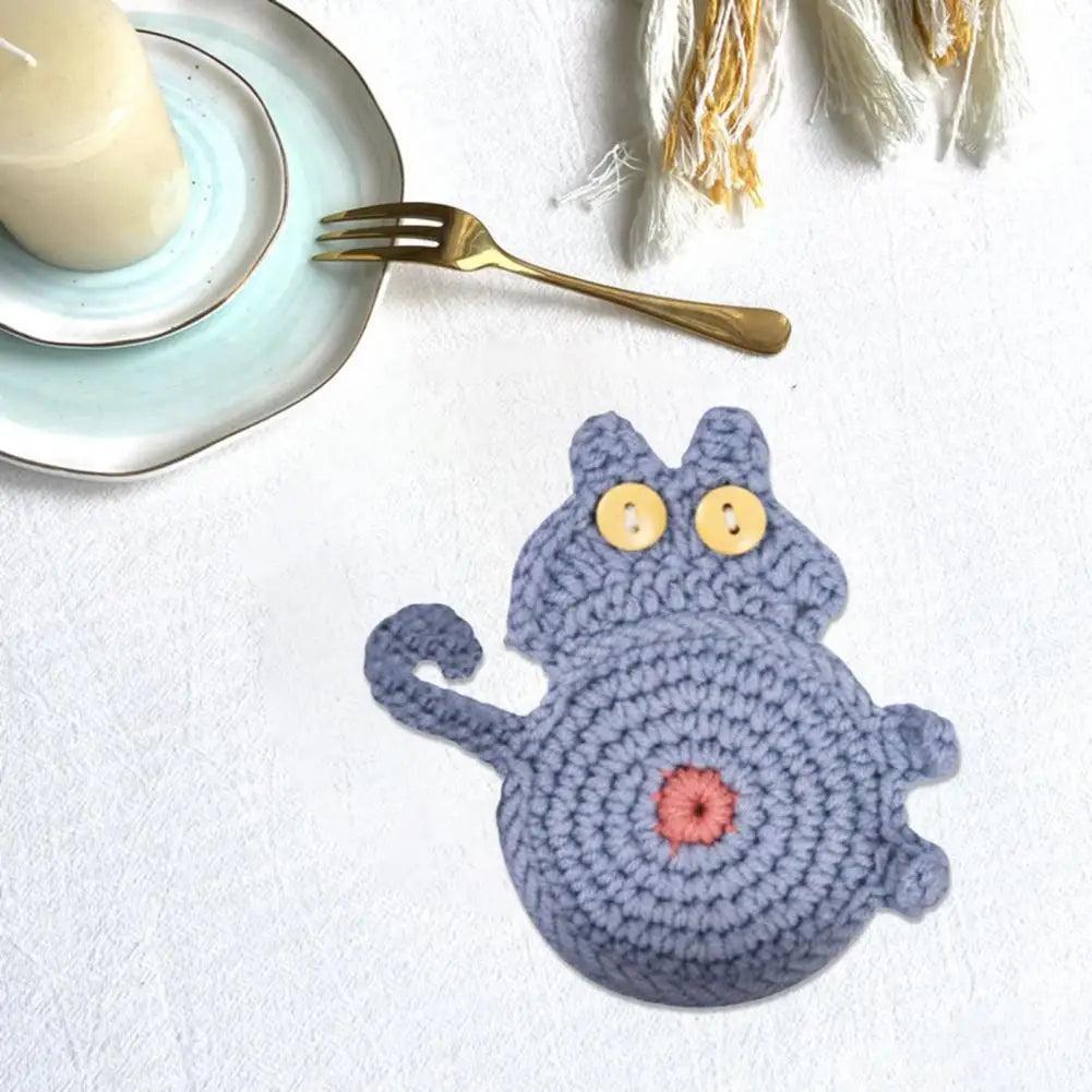 Cat Butt Cloth Coaster - Heat-Resistant & Reusable by HitMyNeed