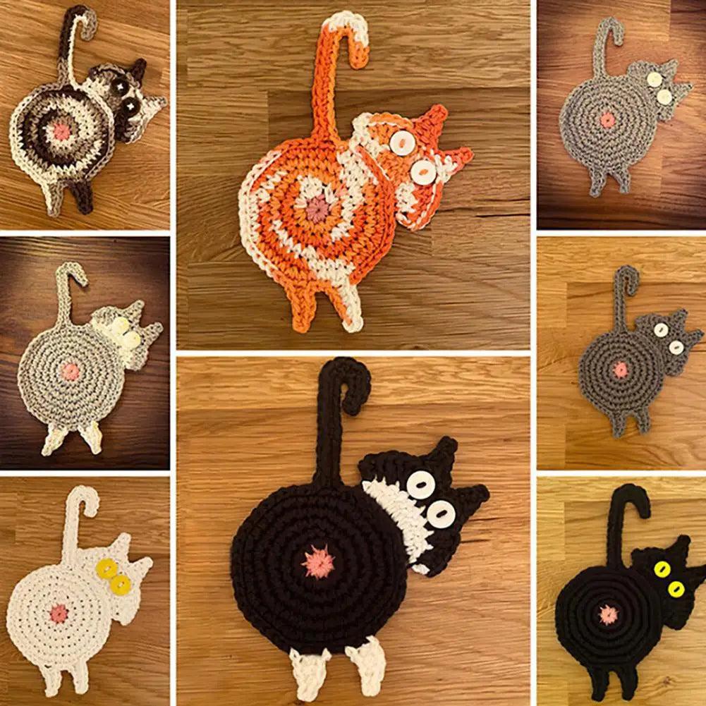 Cat Butt Cloth Coaster - Heat-Resistant & Reusable by HitMyNeed