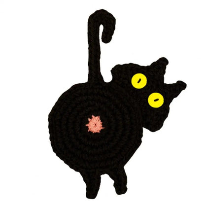 Cat Butt Cloth Coaster - Heat-Resistant & Reusable black by HitMyNeed