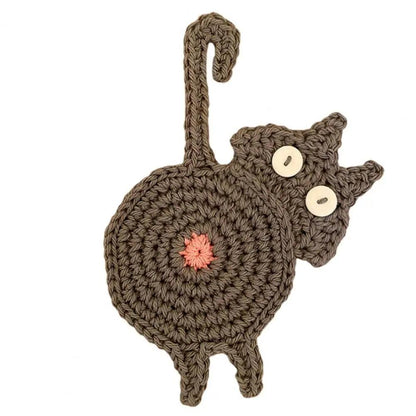 Cat Butt Cloth Coaster - Heat-Resistant & Reusable dark-gray by HitMyNeed