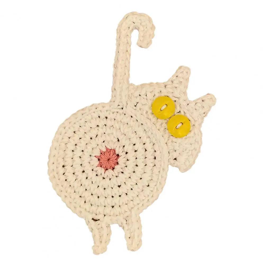 Cat Butt Cloth Coaster - Heat-Resistant & Reusable white by HitMyNeed