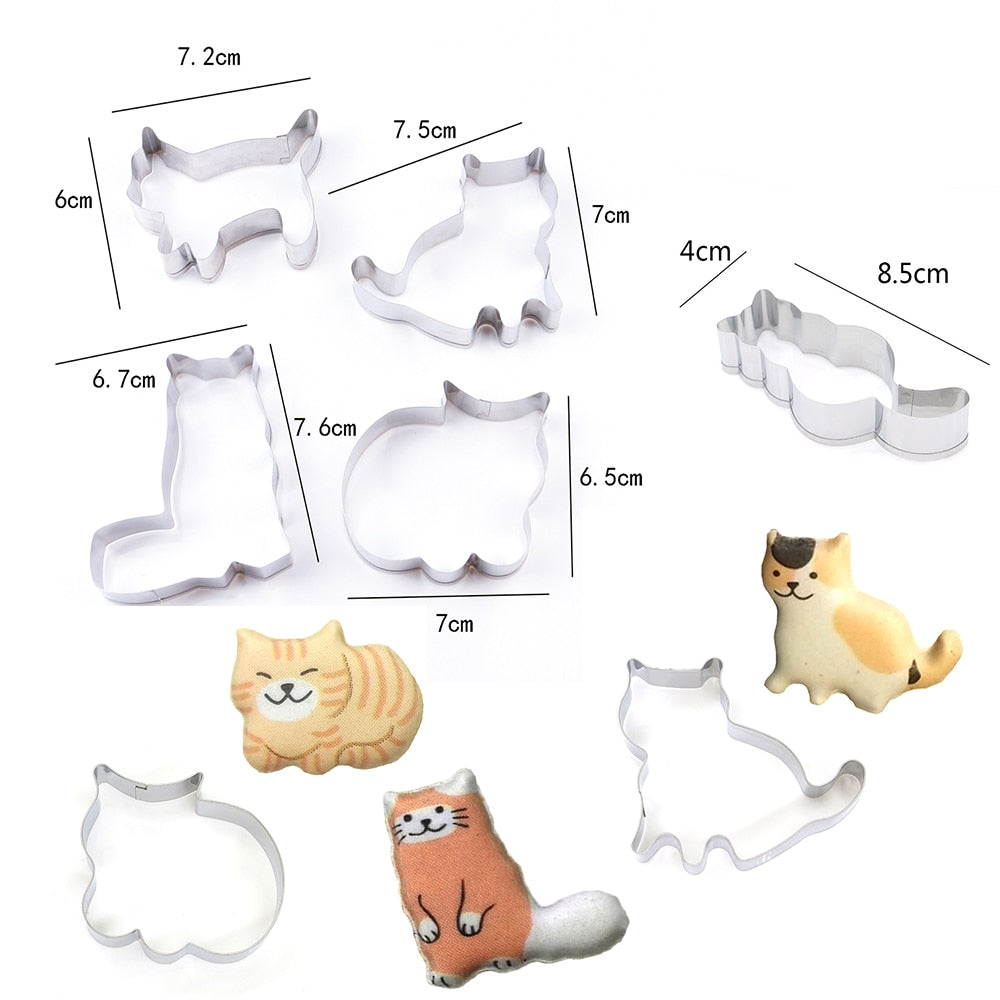 Cat Cookie Cutters Set of 5 Stainless Steel by HitMyNeed