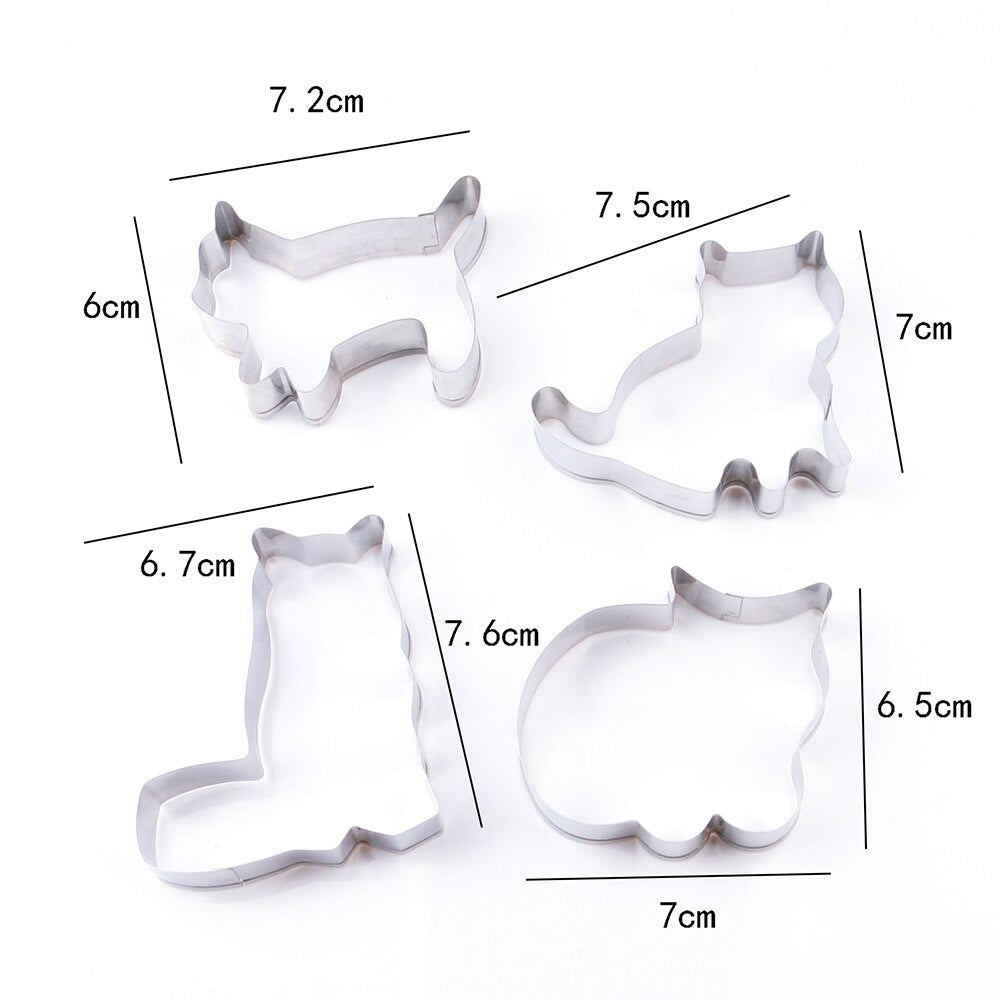 Cat Cookie Cutters Set of 5 Stainless Steel by HitMyNeed