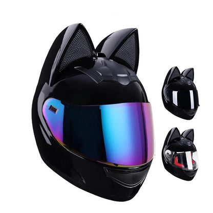 Cat Ear Full Face Motorcycle Helmet DOT Certified by HitMyNeed