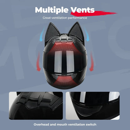 Cat Ear Full Face Motorcycle Helmet DOT Certified by HitMyNeed