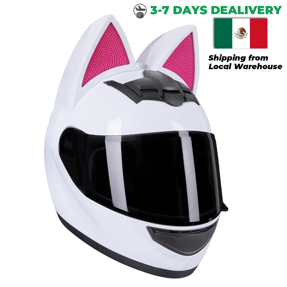 Cat Ear Full Face Motorcycle Helmet DOT Certified a1 s by HitMyNeed