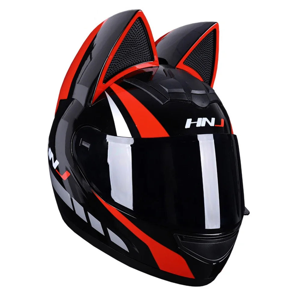 Cat Ear Full Face Motorcycle Helmet DOT Certified b1 s by HitMyNeed