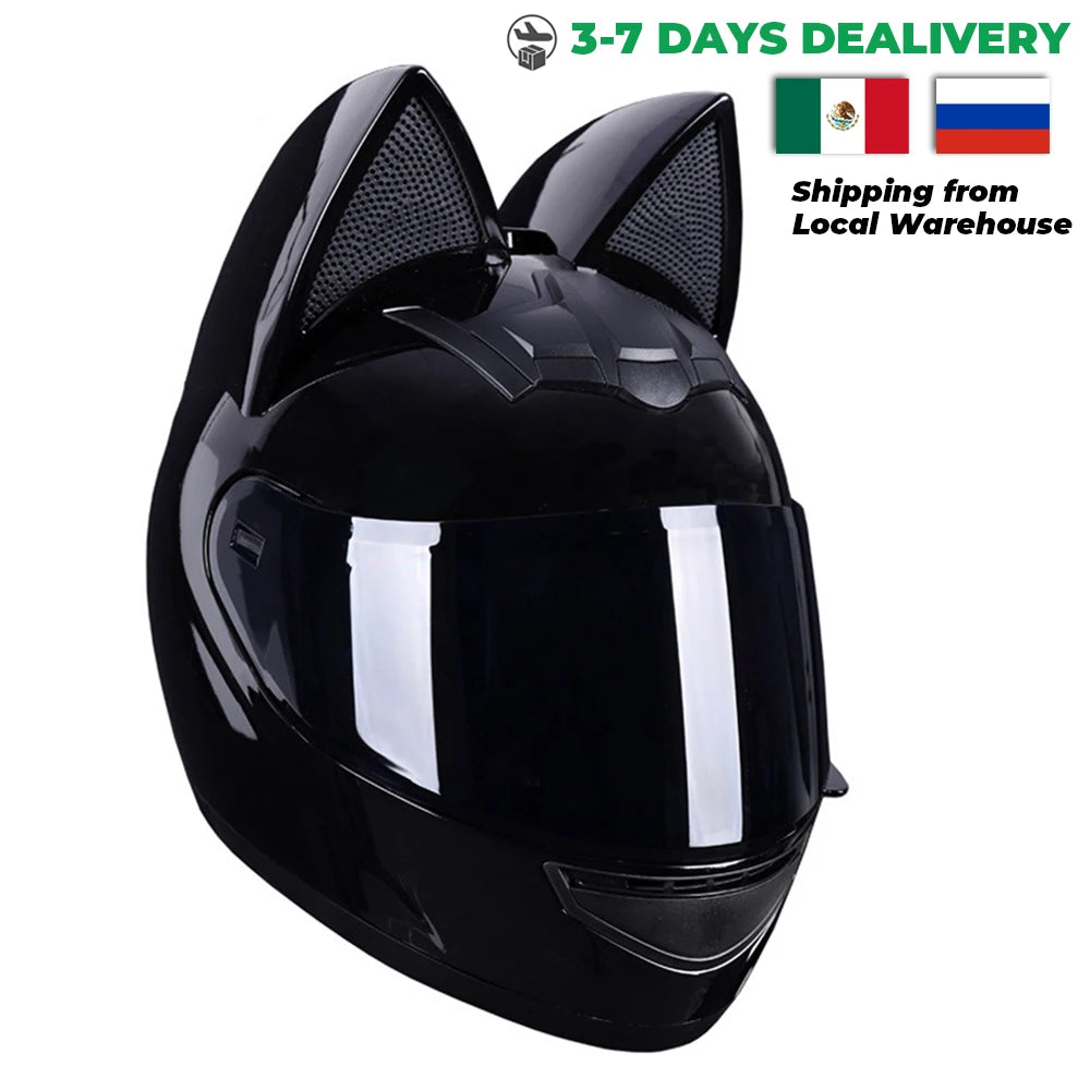 Cat Ear Full Face Motorcycle Helmet DOT Certified c1 m by HitMyNeed