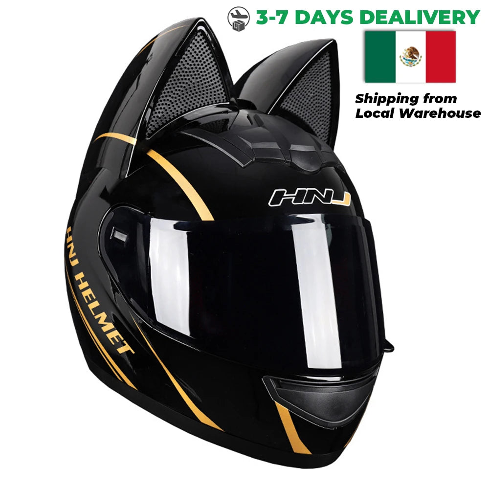 Cat Ear Full Face Motorcycle Helmet DOT Certified d1 s by HitMyNeed