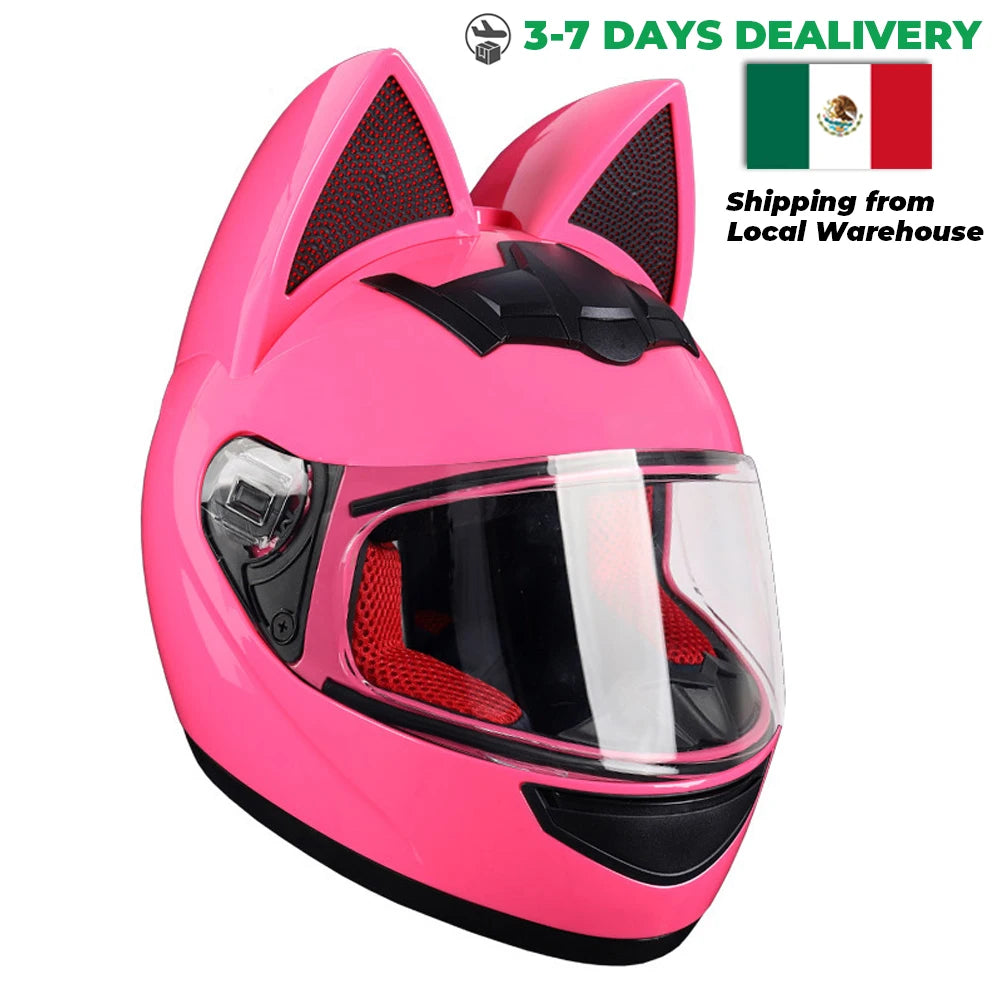 Cat Ear Full Face Motorcycle Helmet DOT Certified e4 m by HitMyNeed