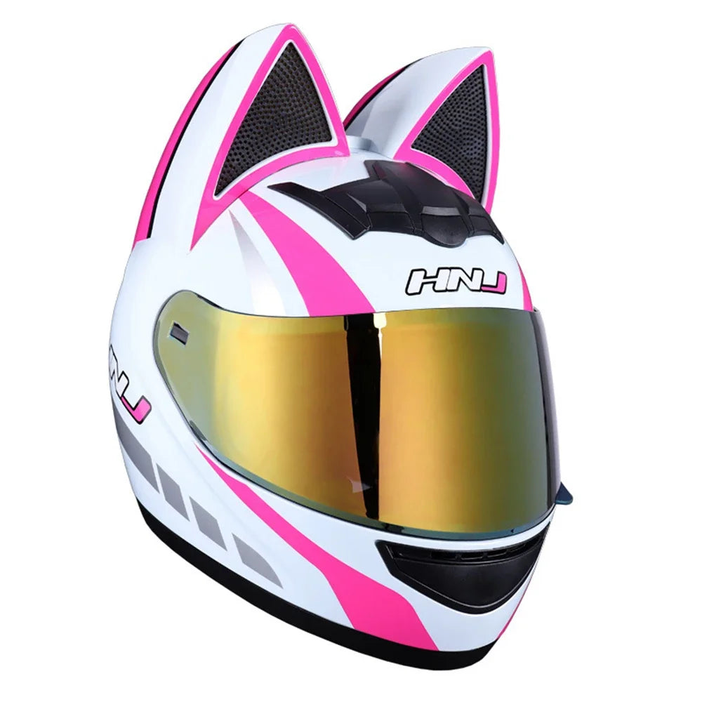 Cat Ear Full Face Motorcycle Helmet DOT Certified f3 m by HitMyNeed