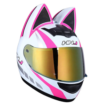 Cat Ear Full Face Motorcycle Helmet DOT Certified f3 m by HitMyNeed