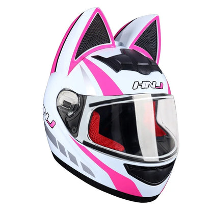 Cat Ear Full Face Motorcycle Helmet DOT Certified f4 m by HitMyNeed