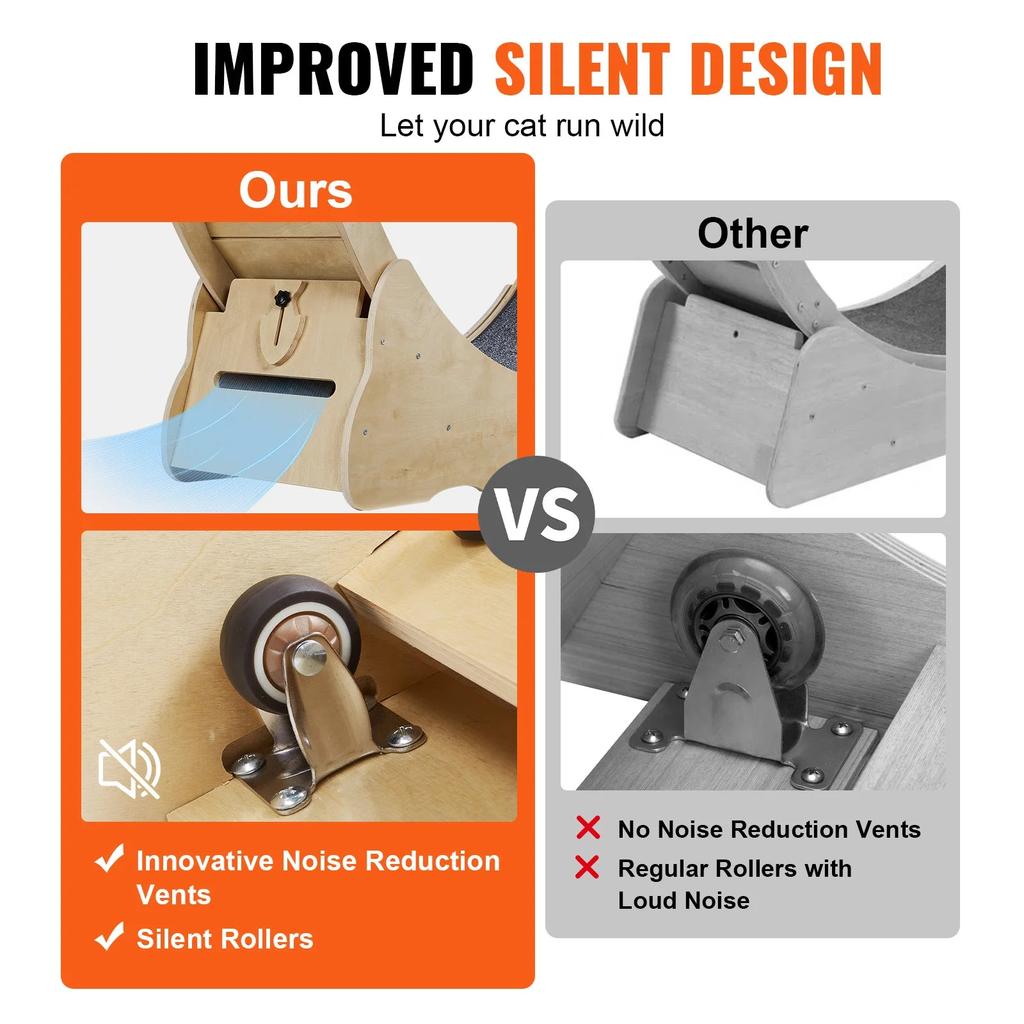 Cat Exercise Wheel Natural Wood Silent Running Toy by HitMyNeed