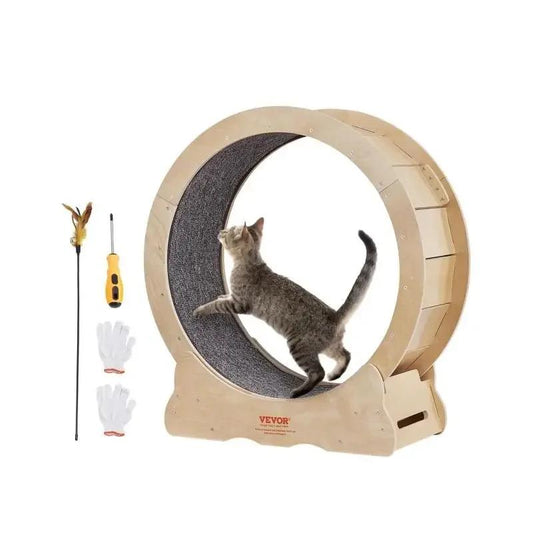 Cat Exercise Wheel Natural Wood Silent Running Toy 52-1-inch by HitMyNeed