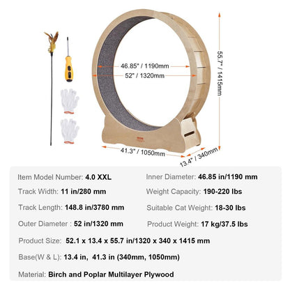 Cat Exercise Wheel Natural Wood Silent Running Toy by HitMyNeed