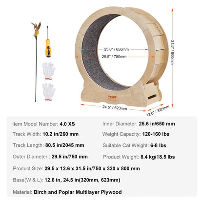 Cat Exercise Wheel Natural Wood Silent Running Toy by HitMyNeed