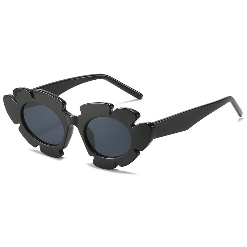 Cat Eye Flower Shaped Sunglasses for Women black-grey by HitMyNeed