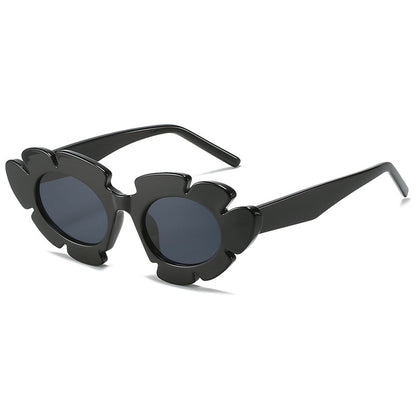 Cat Eye Flower Shaped Sunglasses for Women black-grey by HitMyNeed