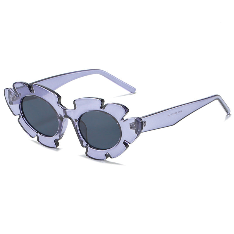 Cat Eye Flower Shaped Sunglasses for Women blue-grey by HitMyNeed