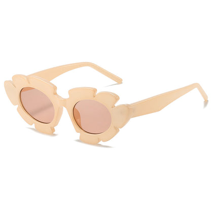Cat Eye Flower Shaped Sunglasses for Women champagne by HitMyNeed