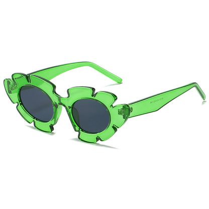 Cat Eye Flower Shaped Sunglasses for Women green-grey by HitMyNeed