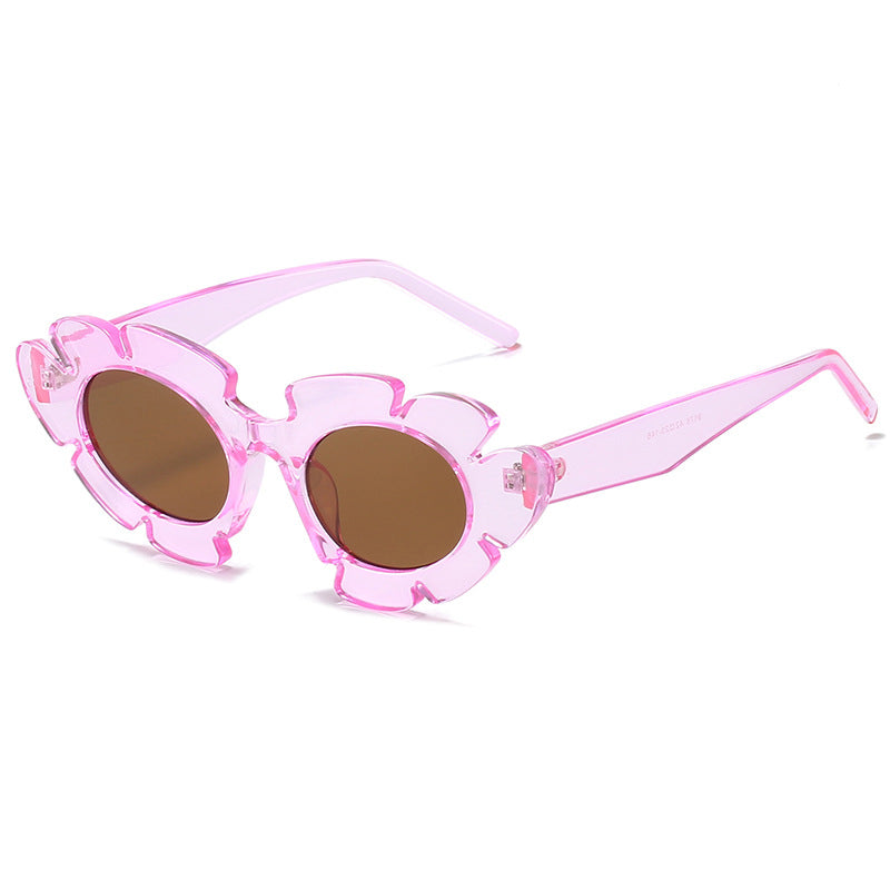 Cat Eye Flower Shaped Sunglasses for Women purple-tea by HitMyNeed