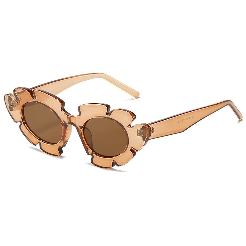 Cat Eye Flower Shaped Sunglasses for Women tea-tea by HitMyNeed