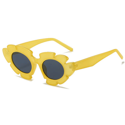 Cat Eye Flower Shaped Sunglasses for Women yellow-gray by HitMyNeed