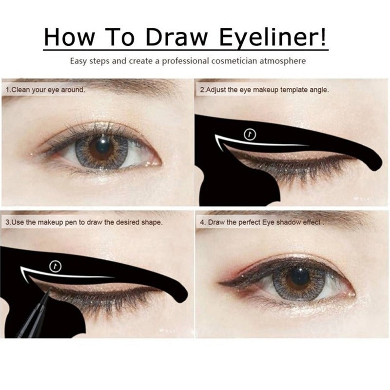 Cat Eyeliner Stencil Makeup Guide (2 Pack) by HitMyNeed