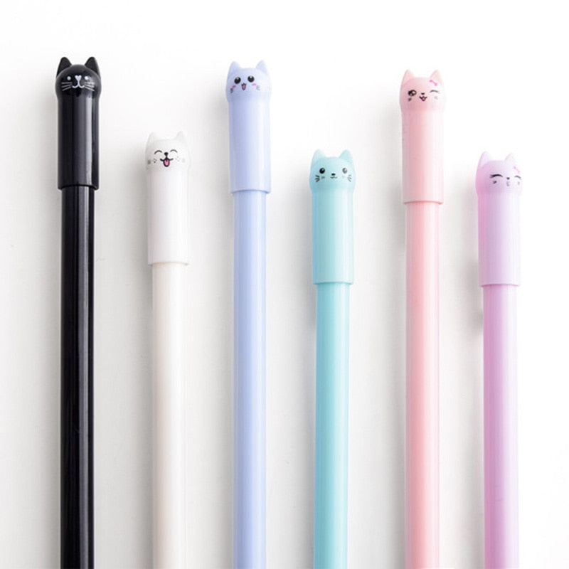 Cat Gel Ink Pens Set, 0.38 mm Fine Tip (6-Pack) by HitMyNeed
