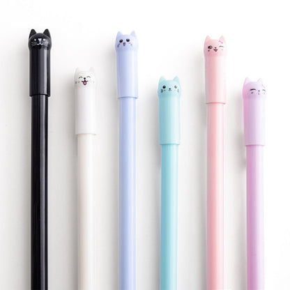 Cat Gel Ink Pens Set, 0.38 mm Fine Tip (6-Pack) by HitMyNeed