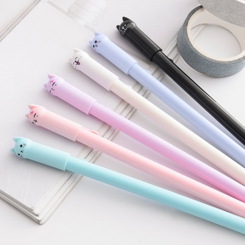 Cat Gel Ink Pens Set, 0.38 mm Fine Tip (6-Pack) by HitMyNeed