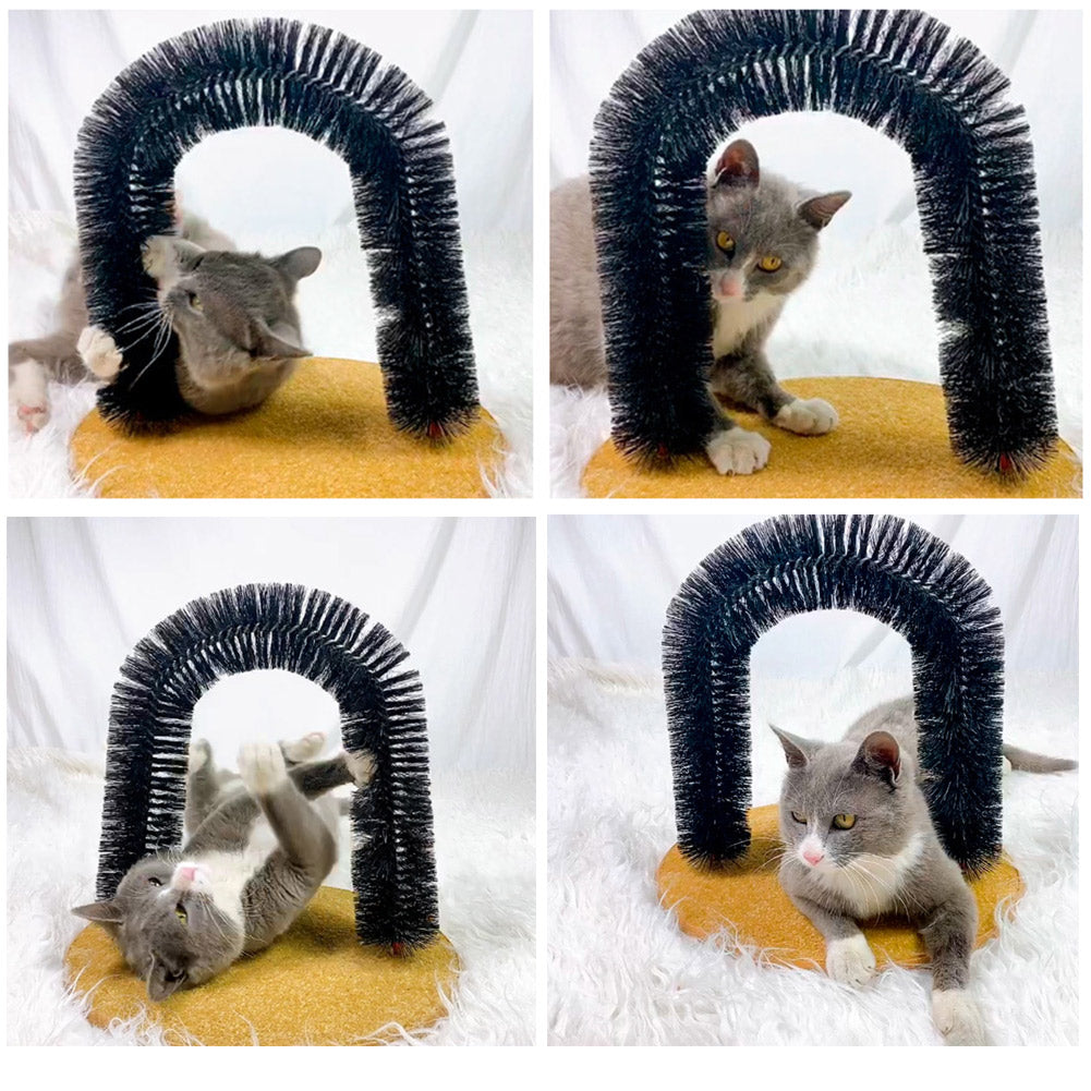Cat Grooming Arch with Scratching Brush Base by HitMyNeed