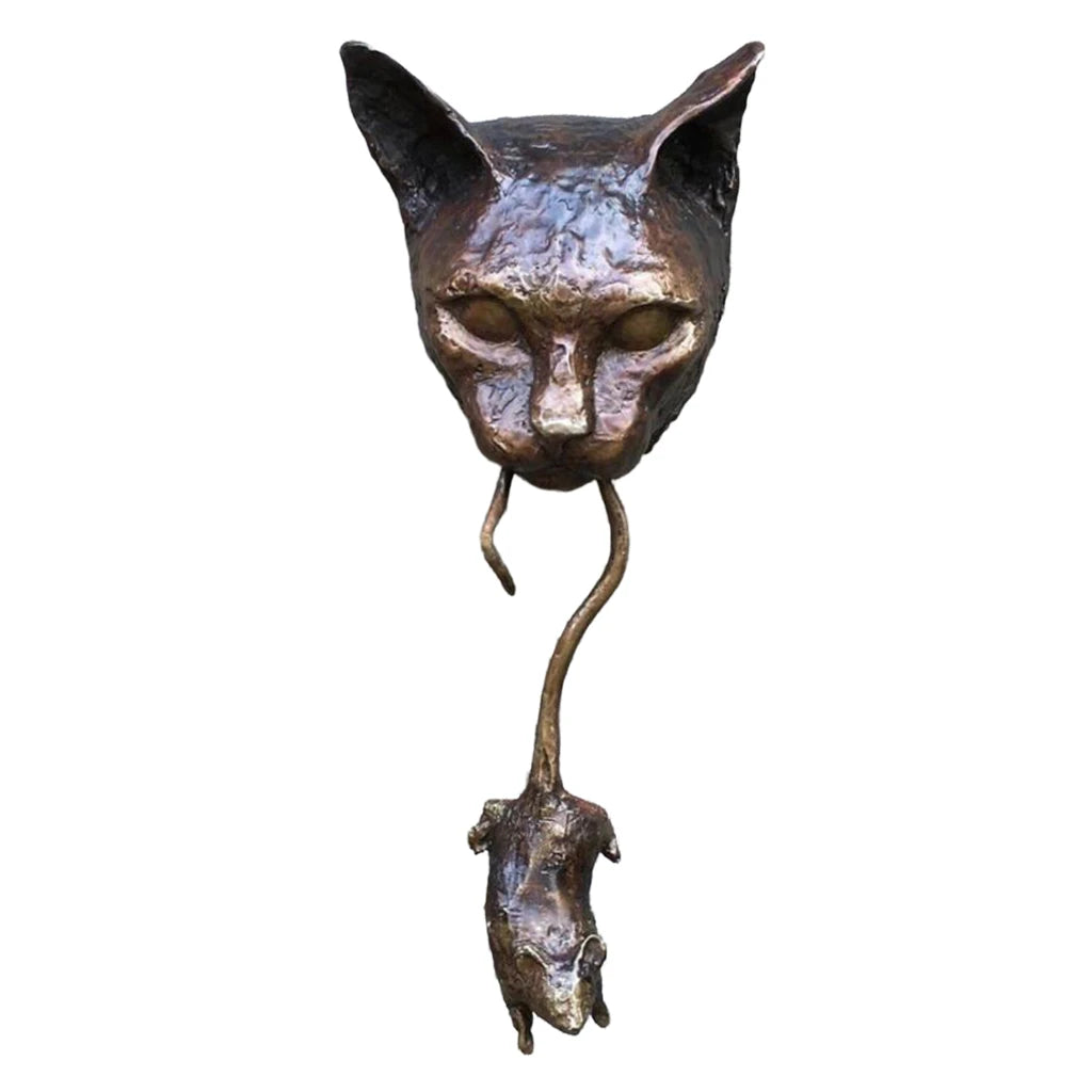 Cat Head & Mouse Resin Door Knocker Wall Sculpture by HitMyNeed