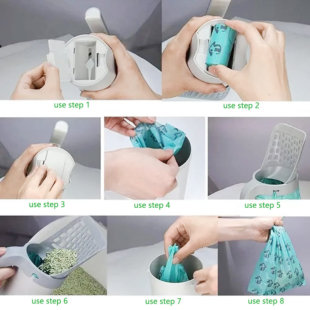 Cat Litter Scoop with Waste Bags and Filter Slots by HitMyNeed