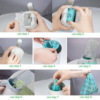 Cat Litter Scoop with Waste Bags and Filter Slots by HitMyNeed