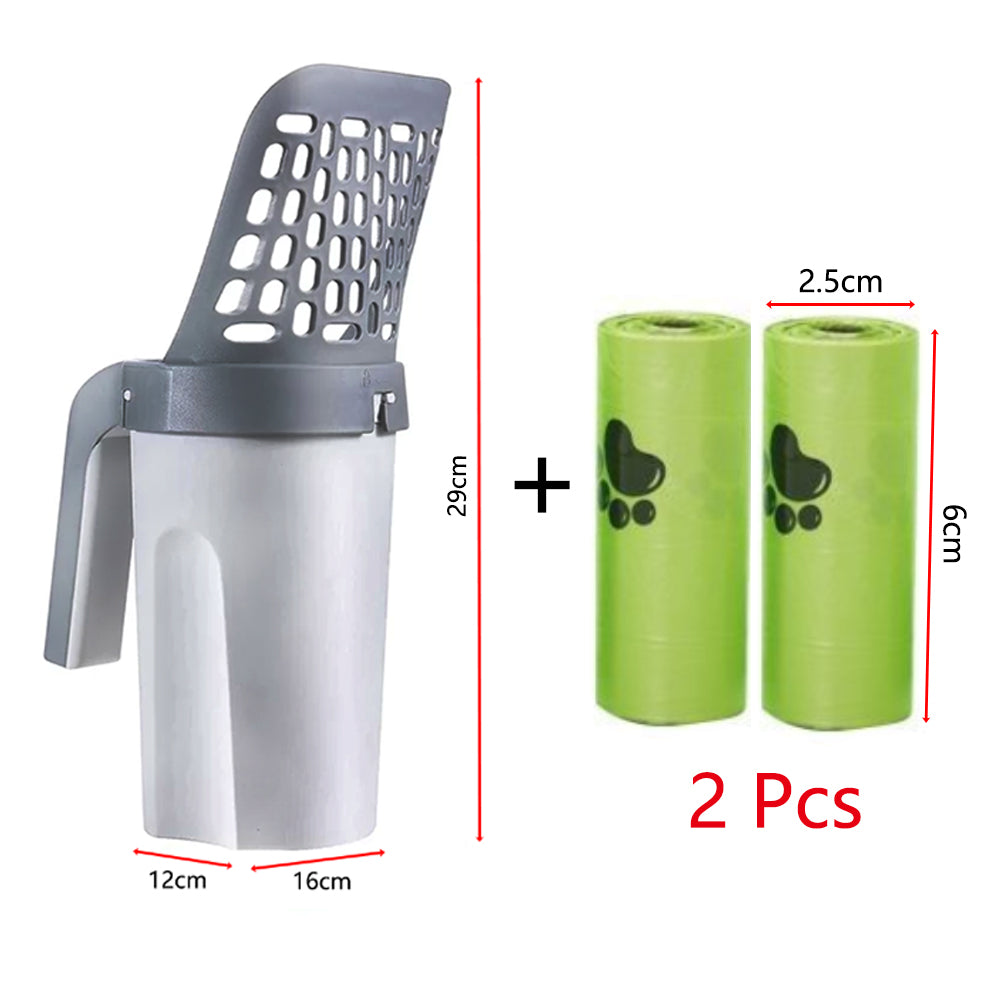 Cat Litter Scoop with Waste Bags and Filter Slots with-2-rolls-of-garb by HitMyNeed
