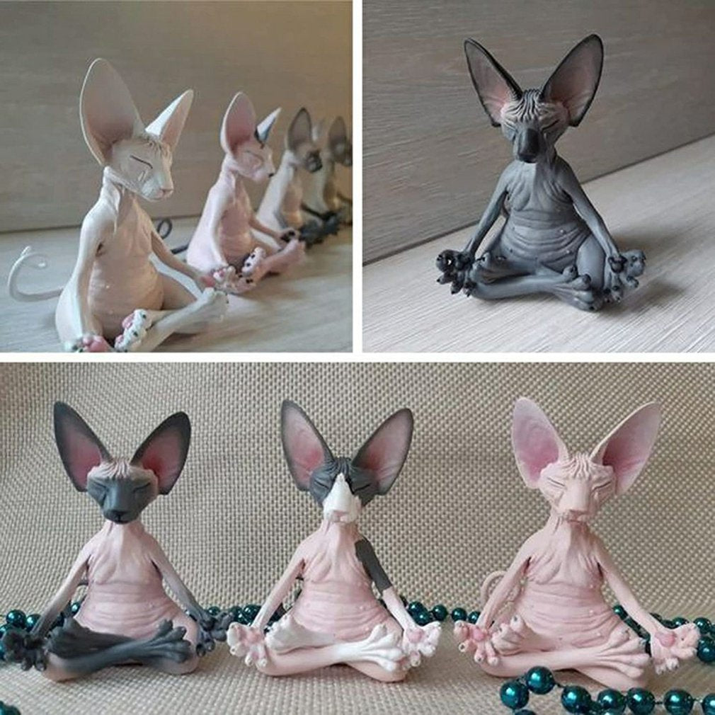 Cat Meditating Statue for Calm Home Decor by HitMyNeed