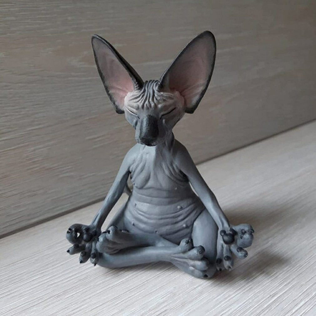 Cat Meditating Statue for Calm Home Decor by HitMyNeed