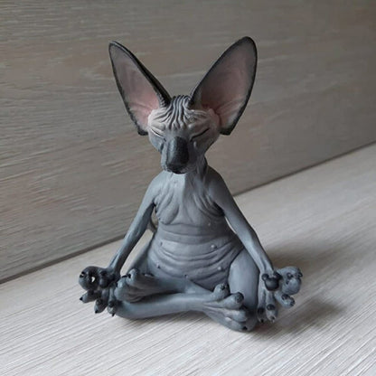 Cat Meditating Statue for Calm Home Decor by HitMyNeed