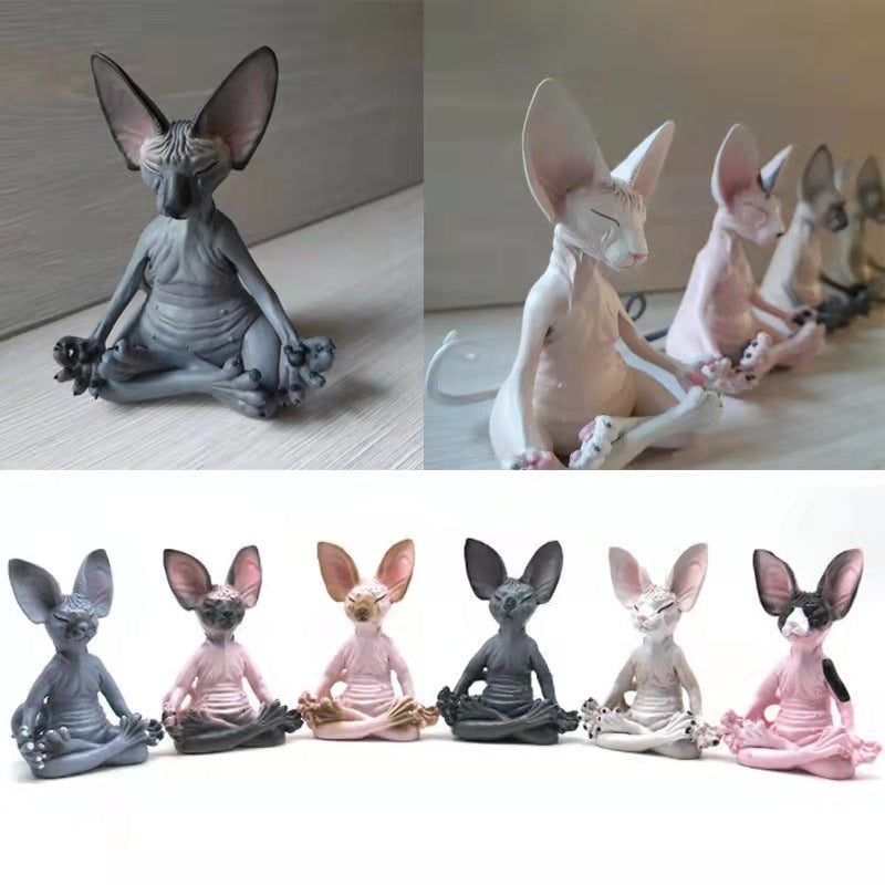 Cat Meditating Statue for Calm Home Decor by HitMyNeed