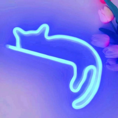 Cat Neon Sign LED Wall Light for Room & Parties a-cat-blue by HitMyNeed