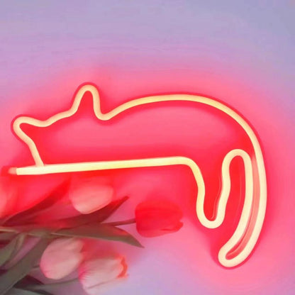 Cat Neon Sign LED Wall Light for Room & Parties a-cat-red by HitMyNeed