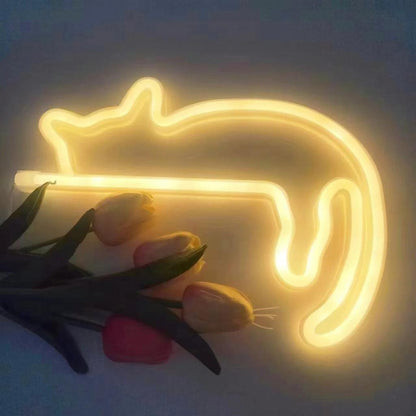 Cat Neon Sign LED Wall Light for Room & Parties a-cat-warm by HitMyNeed